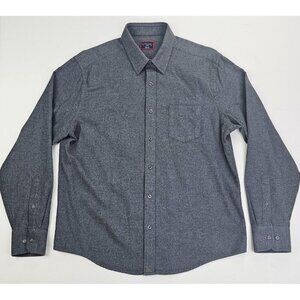 Untuckit Size Large Mens Gray Flannel Pocket Long Sleeve Logo Cotton Shirt
